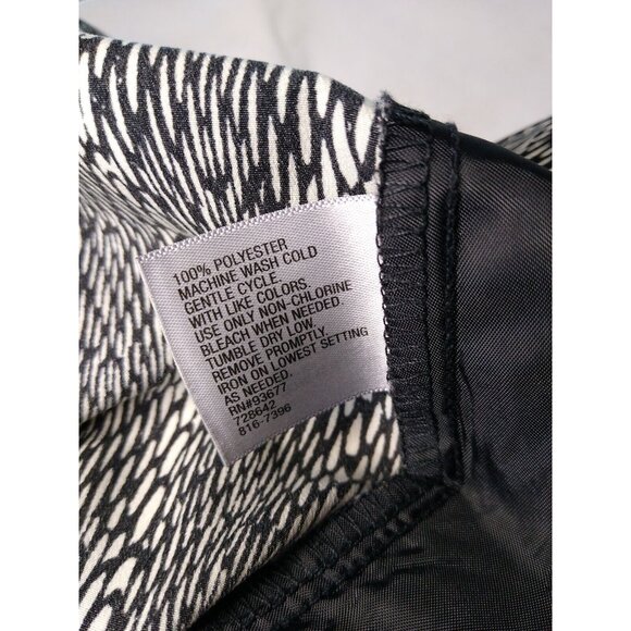 Worthington Skirt Women's M Black & White Geometric Maxi Long High Slit Pockets - Picture 7 of 8